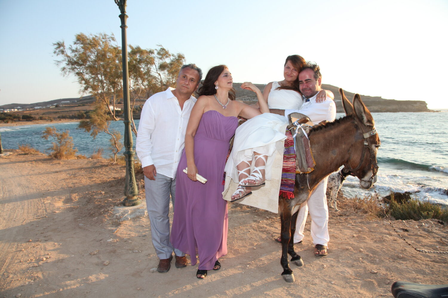 All of us at sunset with the donkey