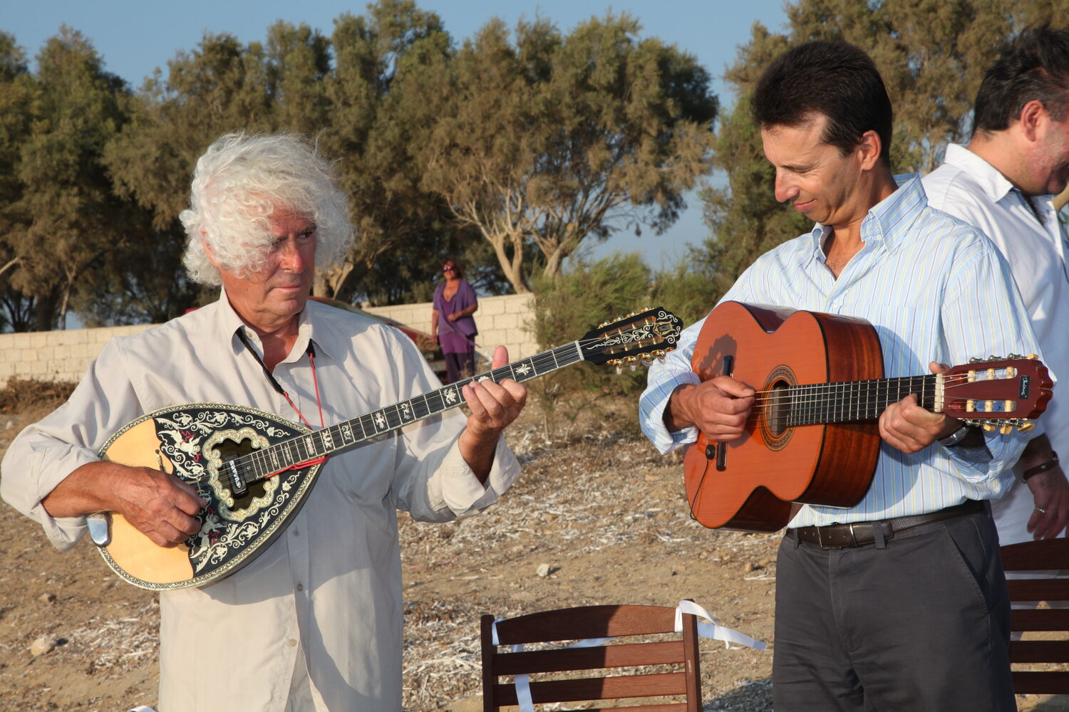 The traditional Greek band playing