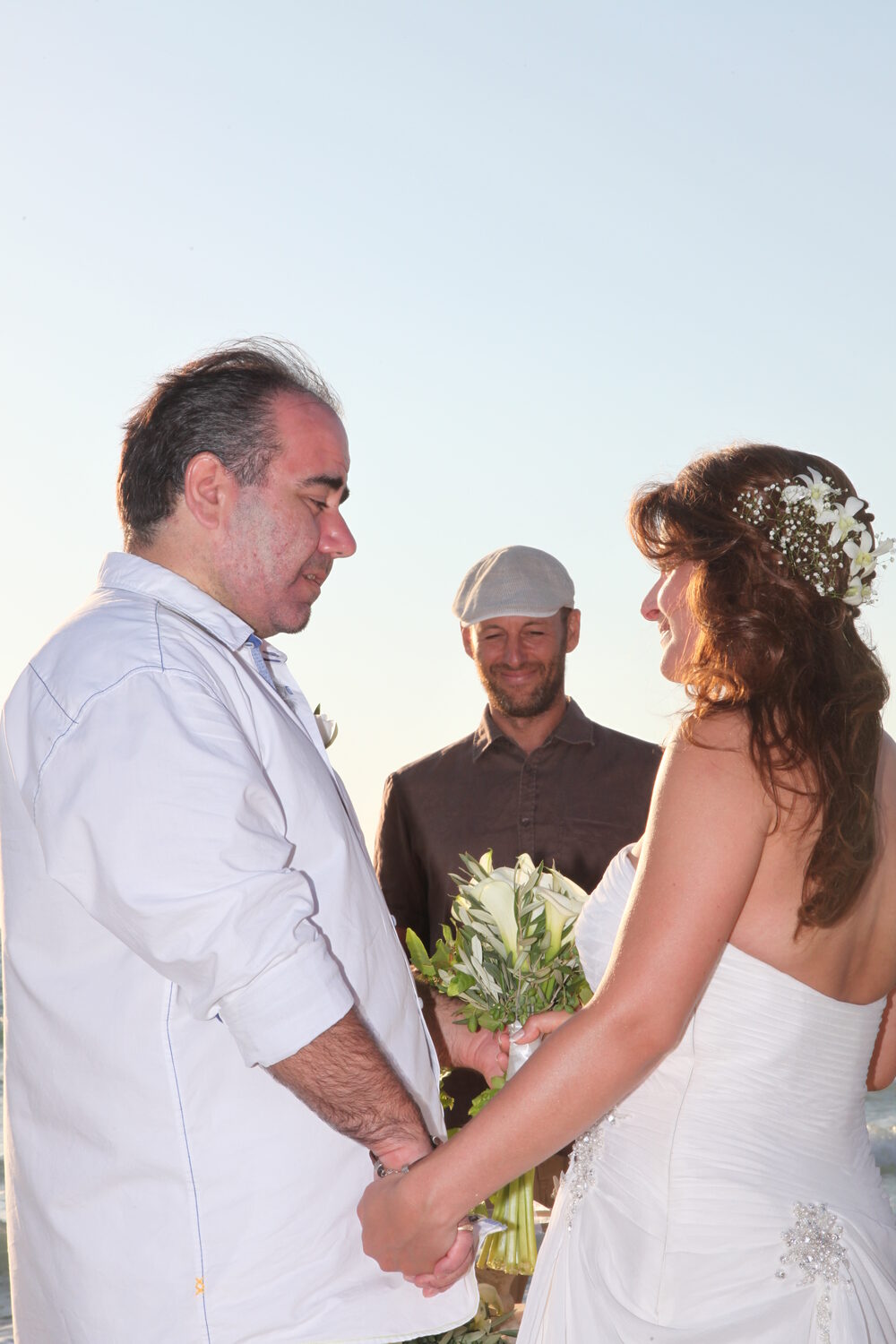 The couple exchanging vows