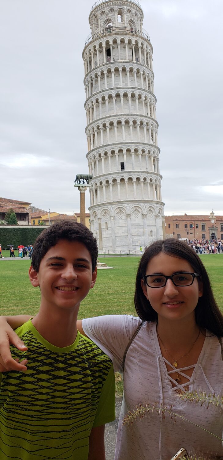 Maritza and Alex at the Leaning Tower