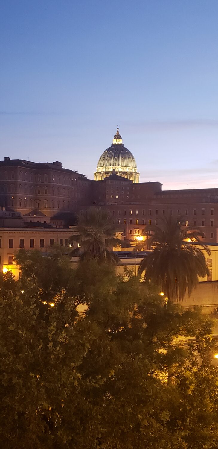 The dome of St Peter's at dusk