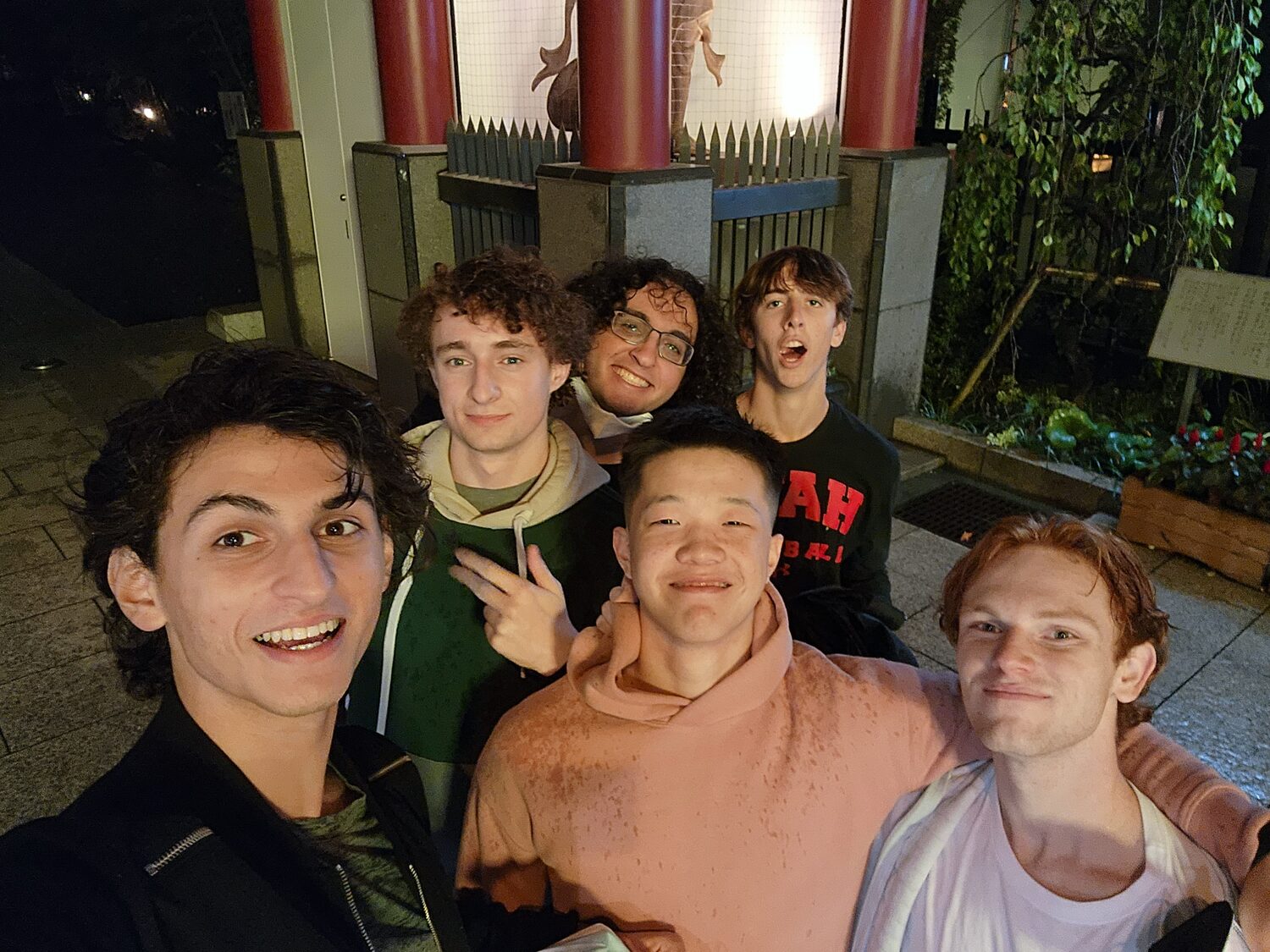 Alex and friends at a temple