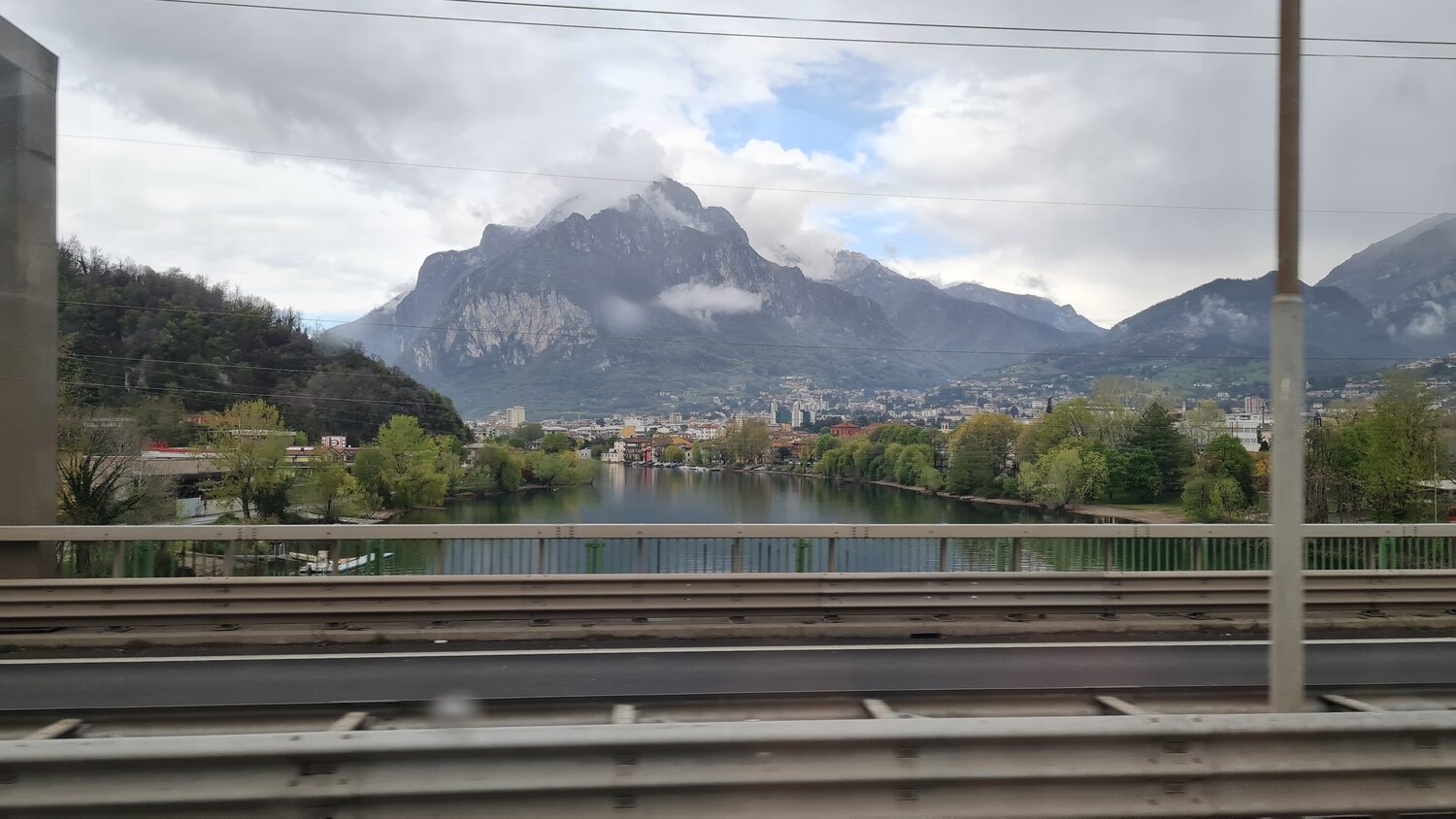 A lake seen from the train window