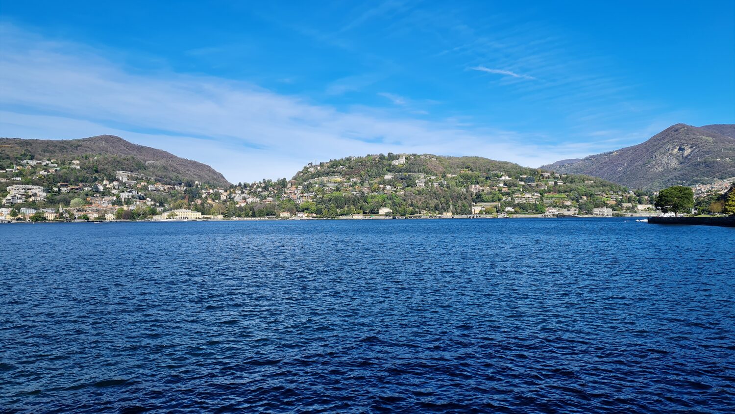 The blue water of the lake