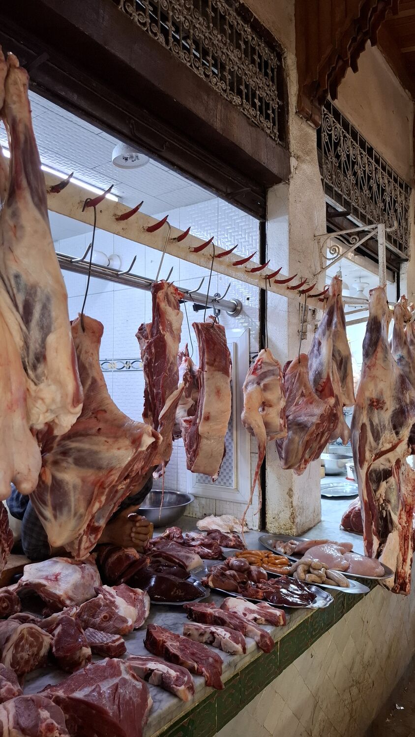 A butcher's stall in the medina