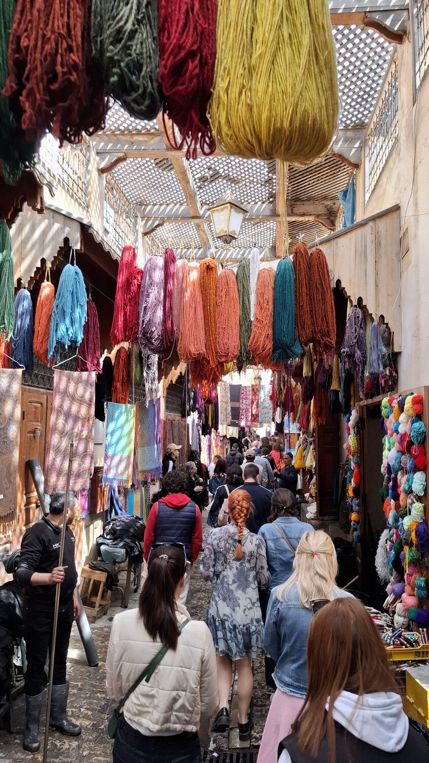 Dyed wool hanging in the souk