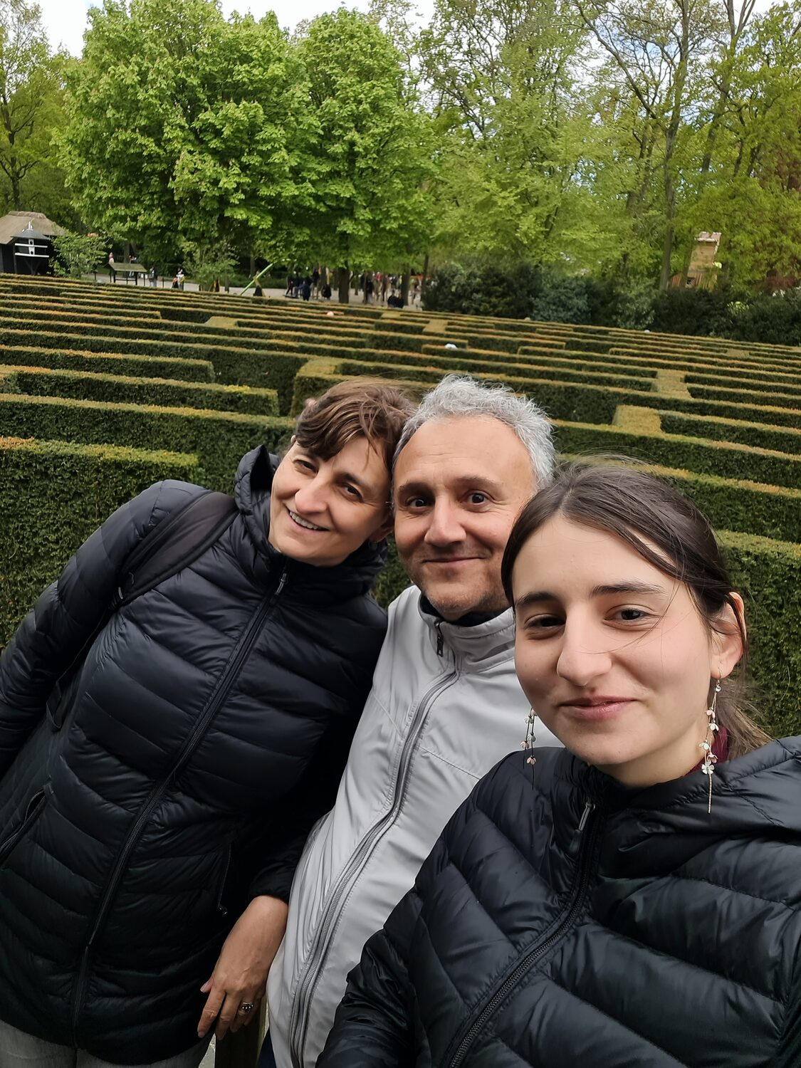 Albena, Plamen and Maritza in front of the hedge maze