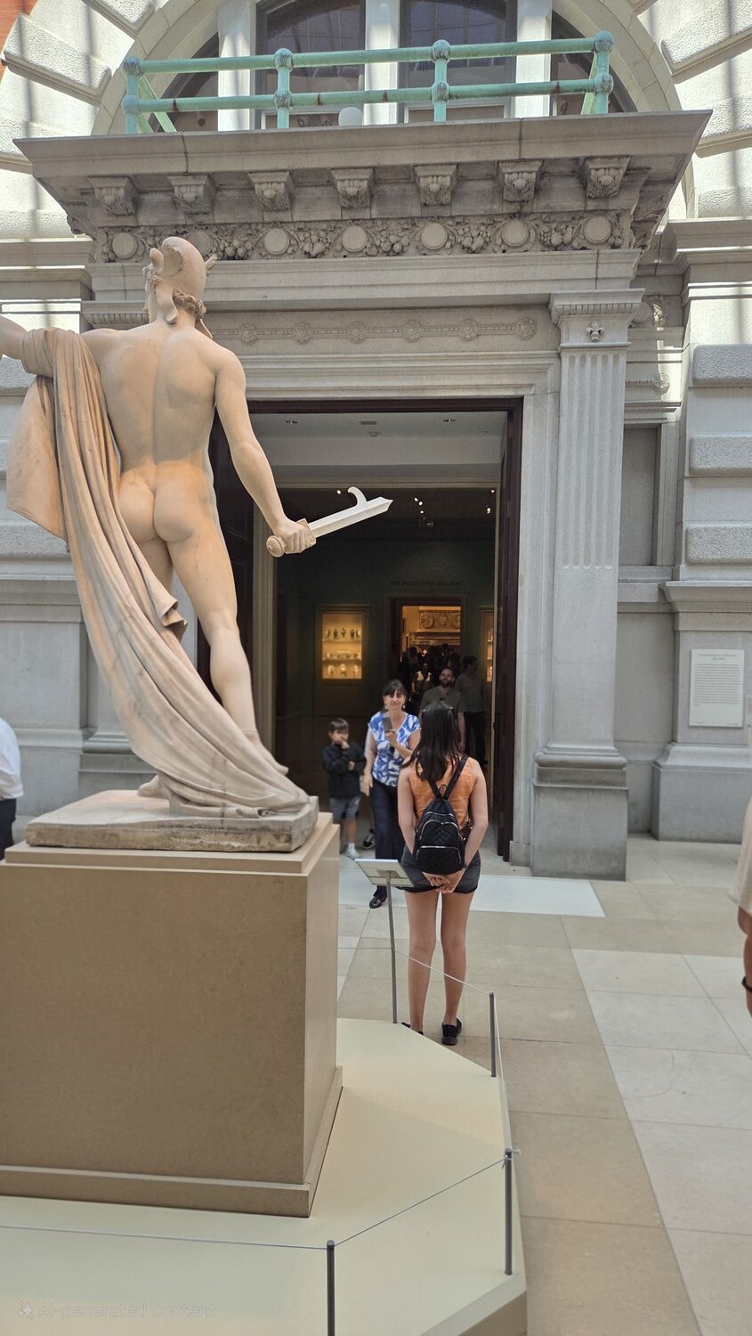 Albena photographing Maritza in the sculpture court