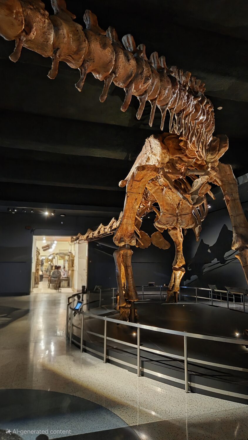 A dinosaur skeleton